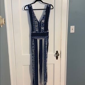 Free People size 6 All Shook Up Jumpsuit in blue